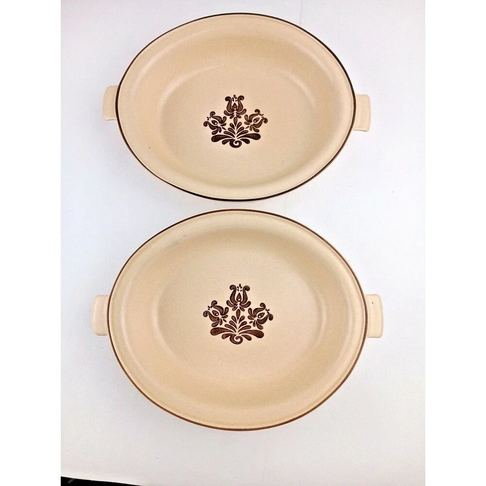Vtg Pfaltzgraff Village Oval Vegetable Dishes Set 2 Handled Serving Bowls USA